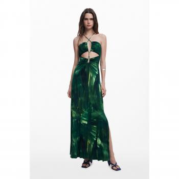 Vestido Extendido Desigual con Detalle Aperturado
