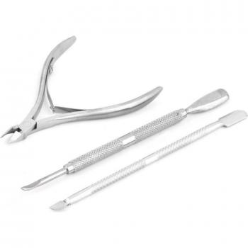 3Pcs Stainless Steel Cuticle Remover and Clipper Set