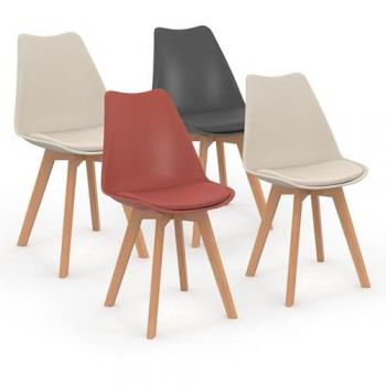Juego de 4 sillas SARA estilo escandinavo en mezcla de colores gris oscuro, terracota y beige