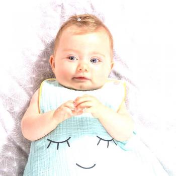 Nid d'Ange Demi-Lune en Coton Anis/Gris 80 cm