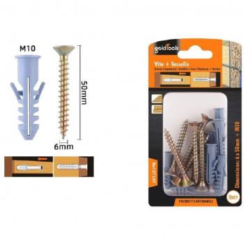 Set 8 Viti 6x50 Mm con Tasselli M10 Fischer