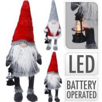 LED gnome figure 80 cm red / gray plastic and polyester