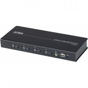 Conmutador KM USB de 4 puertos ATEN con Switching Ilimitado (cables incluidos)