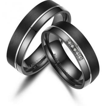 MARRYA BLACK TITANIUM Ring – Damenverlobung, Schwarz, Titan, Gr. 68