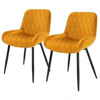 Sedie imbottite per cucina e pranzo in colore giallo ocra, design moderno