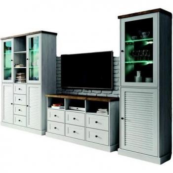 Wohnwand Komplettset 3-teilig mit Vitrine und Lowboard
