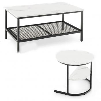 Duo de tables basses gigognes avec plateau imitation marbre