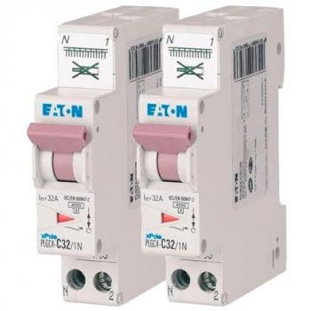 Kit de 2 disjoncteurs EATON 32A Ph+N Borne à ressort 4,5kA Norme EN 60898