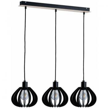 Nicoleta Bar Pendant Ceiling Light by Keter 62cm Black and Natural 3x E27
