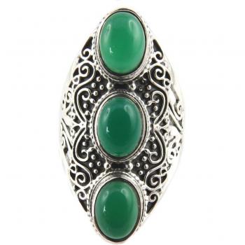Bague Argent 'Sérénité' 35 mm Vert Argenté
