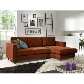 LISA DESIGN Jake – 4‑Sitzer Velours‑Ecksofa mit Schlaffunktion, rostfarben, rechtsseitig