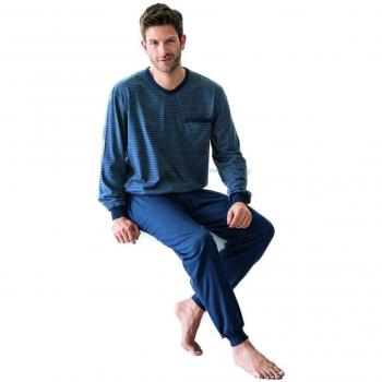 Herren Schlafanzug Marine Single-Jersey 48