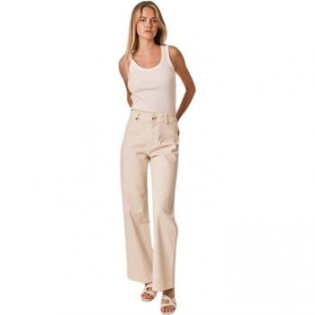 Jeans écru évasé taille haute en coton stretch pour femmes F.A.M. Paris Fauve