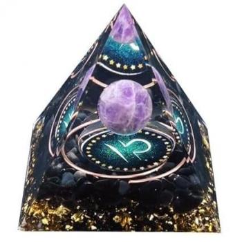 Pyramide Zodiaque Améthyste – Énergie Orgonite Balance