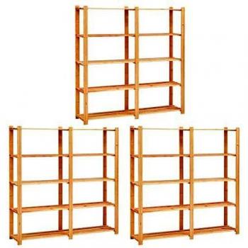 Vidaxl 5-Tier Storage Rack Trio, 170x38x170 cm, Solid Pinewood Construction, 500 kg Support