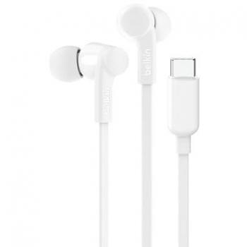 Ergonomic USB‑C In‑Ear Headset by Belkin – White, Wired, Volume Limiter