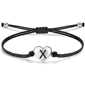 Bracciale Iniziali in Argento 925 “X” con Motivo di Cuore