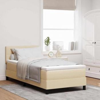 Boxspringbett Stoff Creme 90 x 190 cm