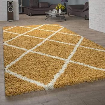 Cortile Shaggy Rombi Gialli Paco Home 160 cm