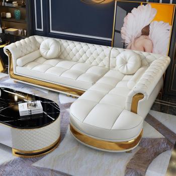 5-Seater White L-Shaped Corner Sofa with Chaise