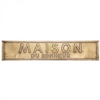 Déco Murale Métal Embossé Maison du Bonheur 99 x 20 cm