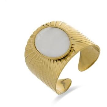 Anillo de Oro Amarillo 18k con Madreperla Blanca