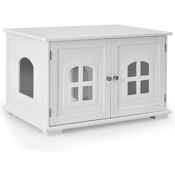 Casa de descanso para felinos, arenero blanco, 81x53x49 cm