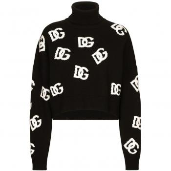 Dolce & Gabbana Women's Black Wool Turtleneck with Logo | Size M