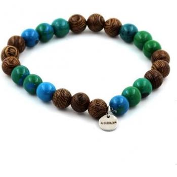 Bracelet bohème perles de bois + cristaux chrysocolle 8 mm – A Bijoux
