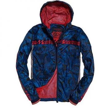 Superdry Hawk Herrenwindjacke – Farbblock‑Königsblau mit True‑Rot‑Tarnmuster S