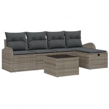 VidaXL Ensemble de Canapés de Jardin 6 Pièces avec Coussins Gris Rattan Synthétique 3359068