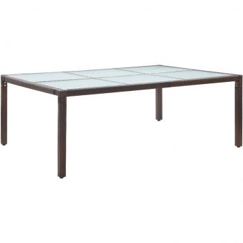 Mesa de Jantar de Vime PE Castanho 200x150 cm para Exterior