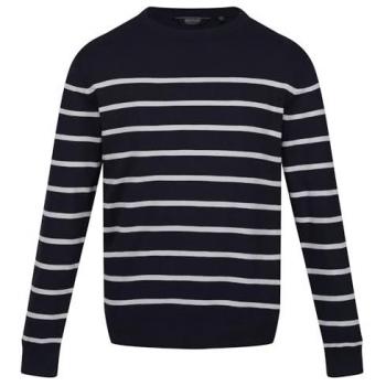 Regatta Men's Cautley XXL Navy Blue and Grey Striped Knitted Jumper