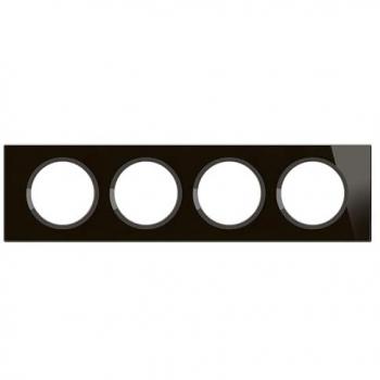 Plaque de Finition Céliane 4 Poste – Verre Onyx Noir