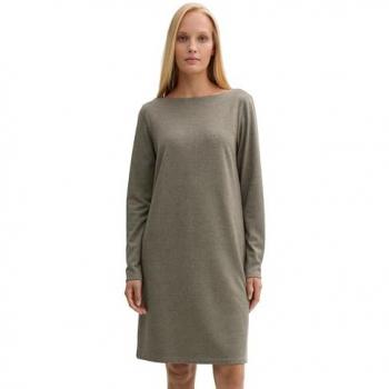 TOM TAILOR Sommerkleid Jacquard Kleid mit U-Boot-Ausschnitt