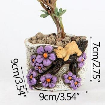 Strongwell Hand‑Decorated Cement Bear Plant Pot – Ideal for Home or Office Décor