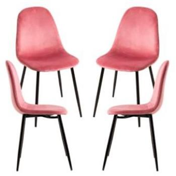 Pack 4 Sillas de Comedor Teok Rosa y Negro