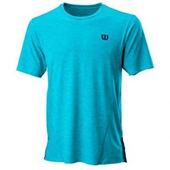 Wilson Homme, T-Shirt de Tennis à Manches Courtes, M UL KAOS CREW, Polyester/Nylon/Spandex, Turquoise
