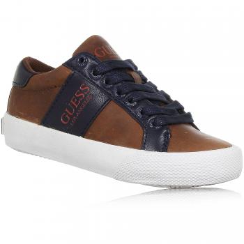 Guess scarpa stringata in pelle marrone e blu, linguetta blu – 36