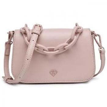 JFY Pink Flap Chunky Chain Top Handle Crossbody