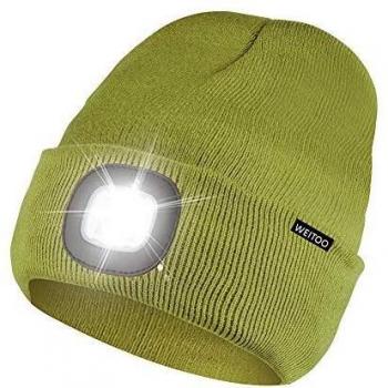 Rechargeable LED Knit Beanie with Light, Unisex Winter Headlamp Hat