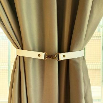 Curtain Tieback with Leather Clip and Cotton Rope Strap