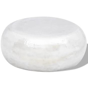 Table Basse Ronde Martelée en Métal Argenté D 75