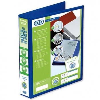 Elba Panorama Presentation Ring Binder Polypropylene 4 D-Ring A4 40mm Blue