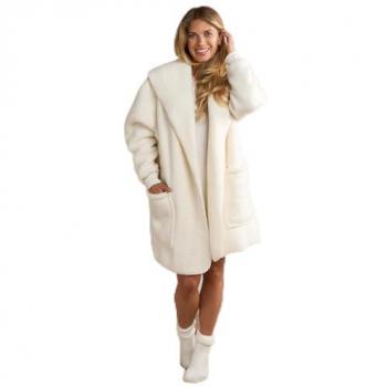 Cozy Cream “Waterfall” Fleece Wrap for Ladies – Size Small/Medium