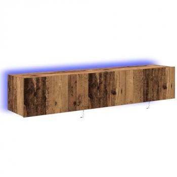 Mobile TV da parete con luci LED 2 pz Legno Stile Rustico 80x35x31 cm