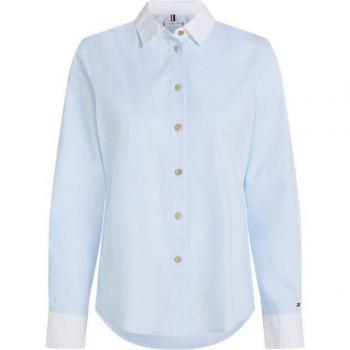 Damen Hemdbluse TOMMY HILFIGER in breezy blue mit goldenen Knöpfen