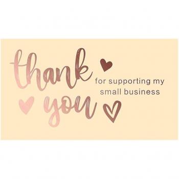 50pcs Rose Gold Thank You Cards for Supporting My Business