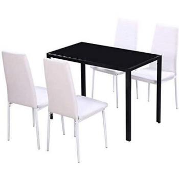 Quintette de table à manger en noir et blanc – Ensemble complet