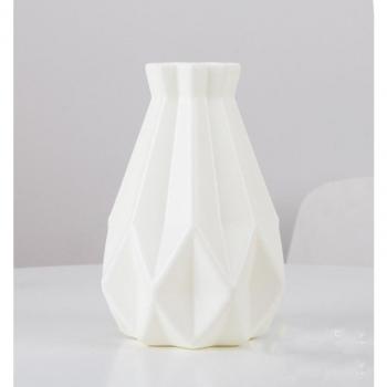 Rhombus Glass Design White Plastic Flower Vase
